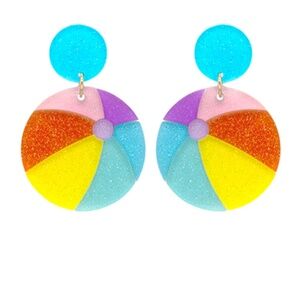 Glitter Beach Ball Dangle Earrings
